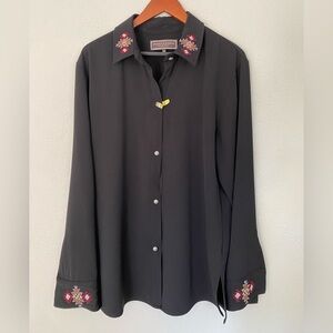 Double D Ranch Black Shirt with Floral Embroidery